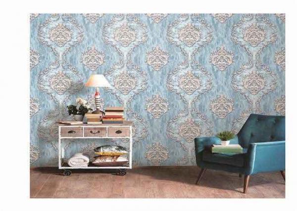 Quality Washable PVC Vinyl Wallpaper Damask  Design Classic For Living Room for sale