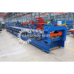 China Steel Deck Floor Roll Forming Machine With Hydraulic Cutting Device on sale
