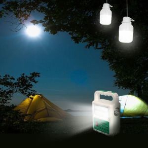 Portable Solar Power Bank Panel 2 LED Lamp with USB Cable Battery Charger