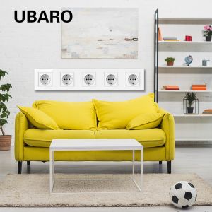 Wholesale Electrical White Wall Sockets UL94V0 16Amp Wall Multi Plug Tempered Glass Panel from china suppliers