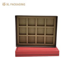 Custom Design Paper Christmas Chocolate Packaging Lid Base Box with Insert White