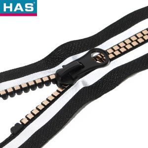 Reflective Two-Color Square Rubber Teeth Resin Pull-Tab Closed-End Zipper