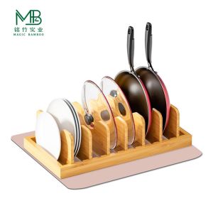High Quality Bamboo Kitchen Cookware Multifunction Storage Rack