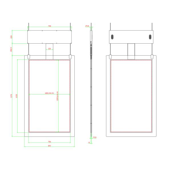 Indoor Double Sided Hanging Digital Signage 55inch Ceiling Mounted