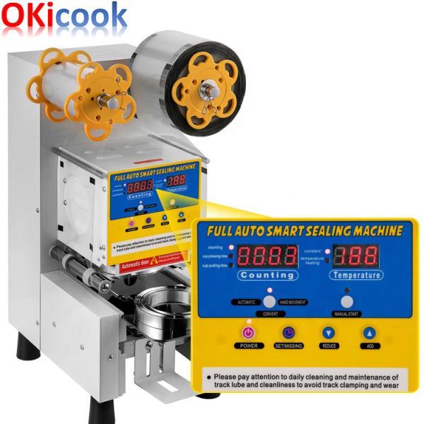 Commercial Automatic Plastic Cups Sealing Machine 400W Bubble Tea Shop Cup Sealer