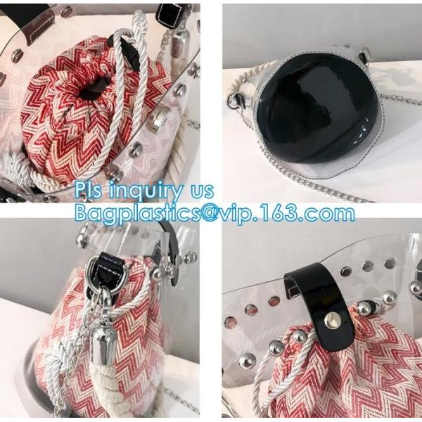 High quality unique PVC PU ladies bag handbag, 100% Clear Purse PVC Beach Clear Handbags, women's bag/handbag/traveling