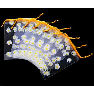 China 0.06mm Transparent LDPE Plastic Drawstring Bags on sale