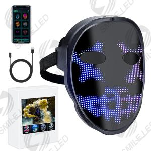 China Bluetooth Led Lights Up Party Mask DIY Picture Editing Programmable Mask LED Luminous Mask App Control For Halloween Masquerade on sale