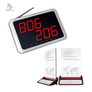 Wireless restaurant calling system number display receiver with menu stand call