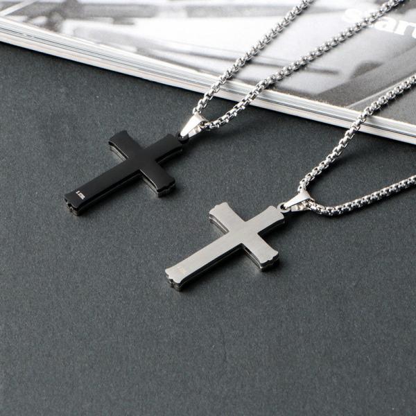 New stainless steel jewelry with fashionable and personalized patterns, hollowed out necklace, simple men's cross pendant