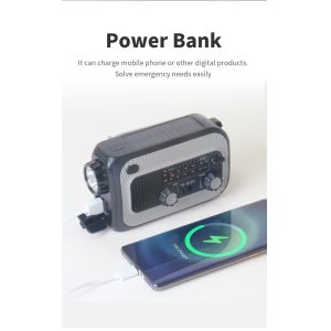 SOS Emergency Waterproof Hand Crank Radio With 4000hMA Removable Battery