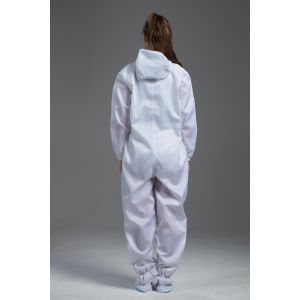 Anti Static ESD autoclavable cleanroom hooded white garment coverall with shoes