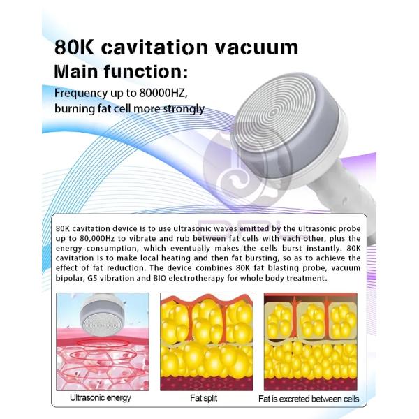 Anti Aging Vacuum Cavitation Machine 80K Laser Cellulite Remover