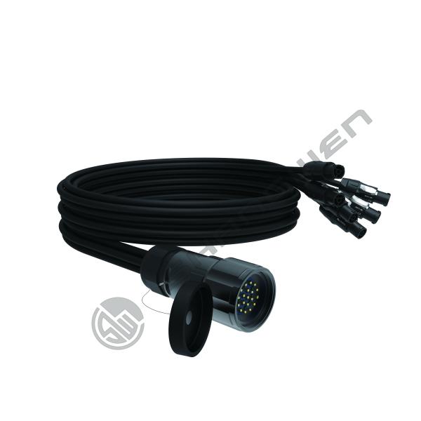 Quality Powercon True1 Industrial Application IP67 Waterproof Male Connectors Split Cable Extension 6 Head Power Cord for Commercial for sale