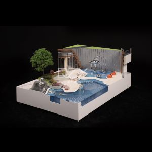 1/30 Scale Realistic Handmade Architectural Landscape Model with 4000K Warm
