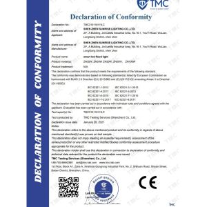Shenzhen Sunrise Lighting Co.,Ltd. Certifications