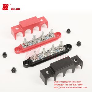 High Quanlity Red Marine Grade Bus Bar 4 Studs Junction Block With Cover M10