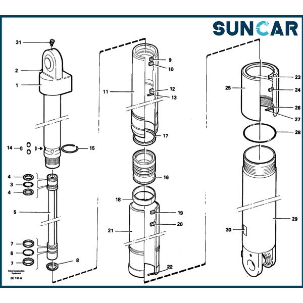 SUNCARVO.L.VO VOE 11991589 VOE11991589 Cylinder Seal Kit For Wheel Loader A25 SUNCARVO.L.VO BM, A35