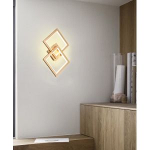 Simple Geometric Square Gold Light Body Aluminum 20W 3000K Switch Control Wall