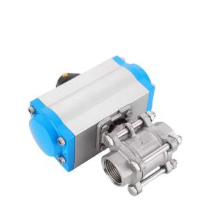US Currency SS304/316 BSPT/Bsp/NPT Threaded Pneumatic 3PC Ball Valve Straight
