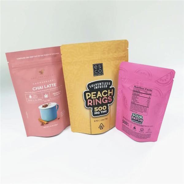 MOPP CMYK Mylar Smell Proof Pouch Cbd Thc Stand Up Zipper Pouch