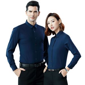 Covered Button Closure Shirts for Men and Women Custom Logo Casual Office Wear