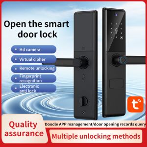 China Qleung S829max Tuya Wifi APP Remote Control Camera Fingerprint Password Card Key Smart Door Lock For Home Hotel Office on sale China Qleung S829max Tuya Wifi APP Remote Control Camera Fingerprint Password Card Key Smart Door Lock For Home Hotel Office on sale