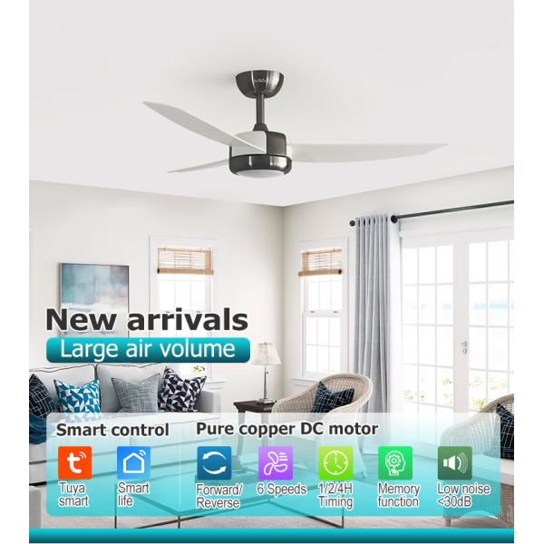 6 Speeds Choice ABS Ventilador Techo with Remote Control and 3 Color LED Light Source