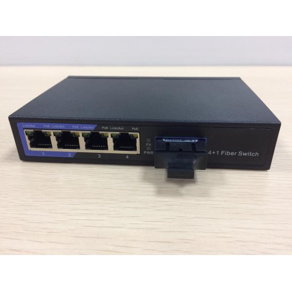 Mini Fiber Poe Switch 1 100M FX 4 10 / 100M rj45 ports PSE fiber switch with iron housing