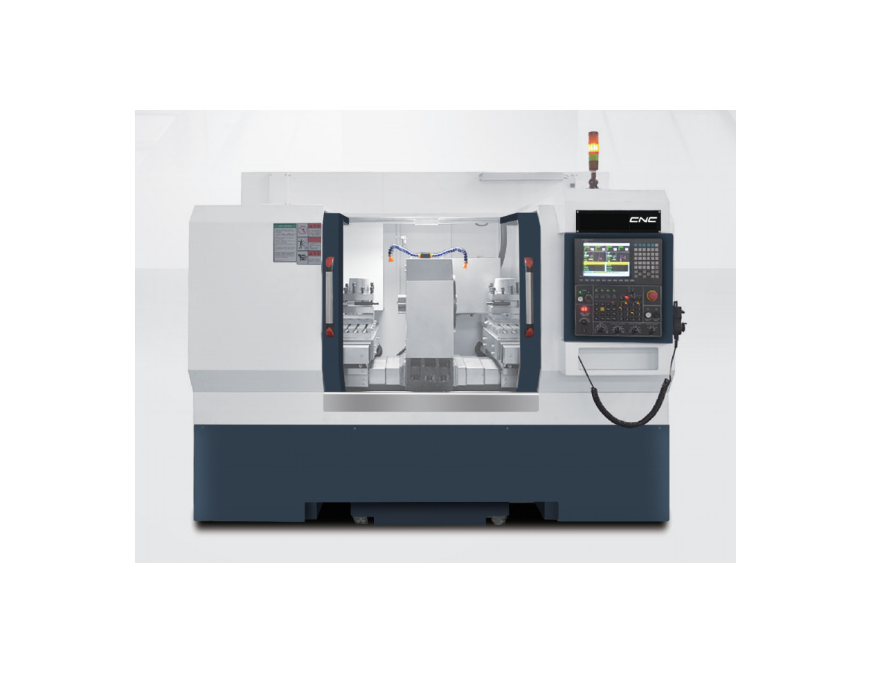 Precision Dual Spindle Flat Bed Dual Turret CNC Lathe