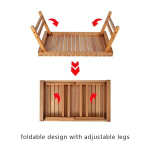 Compact Portable Camping Roll Up Picnic Table Low Folding Wood Collapsible Table