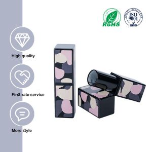 3.5g AL Black rectangular smooth bottle with Black cap for empty lipstick tube