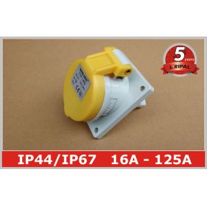 Angled Panel Mounted Industrial Power Socket switch 110V 16A IP44 3 Pin For