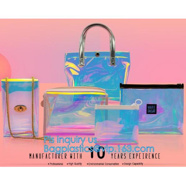 Elegant Transparent Handbags Shoulder Tote PVC Beach Bags for women with Zipper, Vinyl Transparent PVC Shoulder Bag With