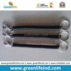 Slim Expanding Spring Coiled Lanyard Tether W/Plastic Snap Hooks