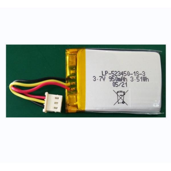 Factory Price LP-523450P-1S-3 3.7V 950mAh Lithium Polymer Battery Pack