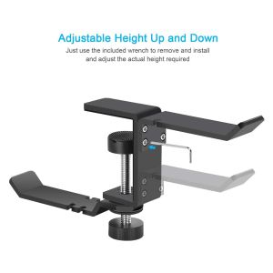 Adjustable Desk Mount Headphone Hanger 60mm 360 Degree Rotation