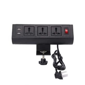 110V-240V Desk Clamp Surge Protector Power Strip Outlet Flip Up