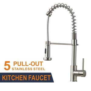 Wholesale 35mm Deck Mounted Single Handle Pull Out Kitchen Faucet Brushed from china suppliers