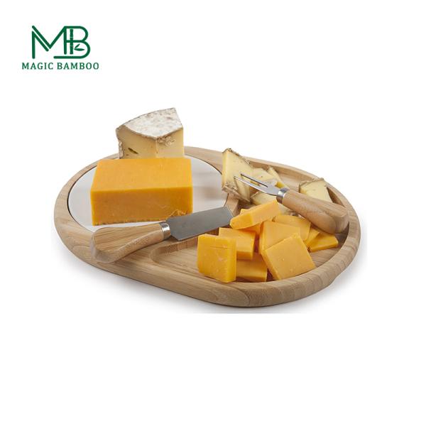 Sustainable Multifunctional Large Bamboo Cutting Board With Containers for Cheese Tools