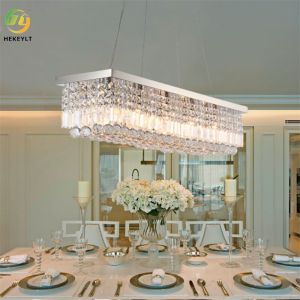 5 Light Crystal Pendant Light Glass Dimmable Square / Rectangle Chandelier
