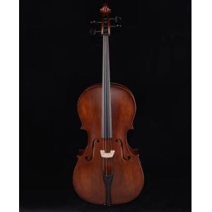 The back of a cello is usually made of one or two cut pieces of solid maple