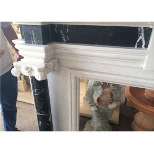 Simple Column Marble Fireplace Surround Natural White Color Elegant Appearance