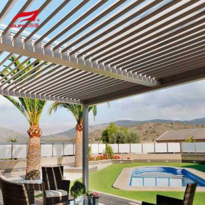 China 10 X 10 Motorized Aluminum Pergola Gazebo With Ziptrack Sliding Glass Door on sale