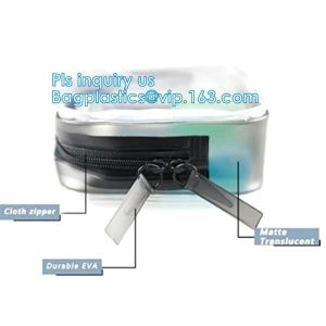 cusotm logo rope handle clear pvc bag with zipper, handle transparent cosmetic