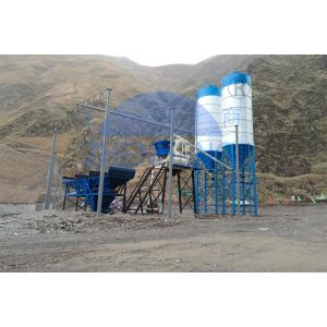Fixed HZS50 Stationary Concrete Batching Plant PLC Control System High
