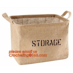 Custom-built hot sale jute clothes store receive cube storage basket, jute dirty