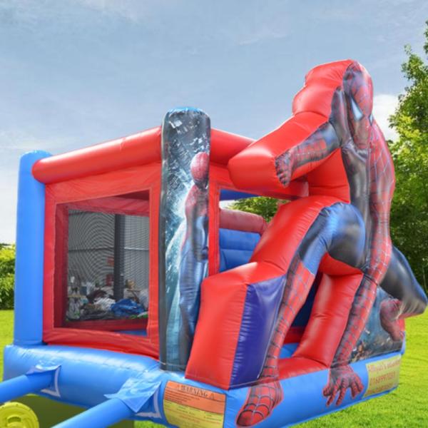 1HP-2HP Blower Customized Inflatable Spider-Man Jumpers with Fire-Retardant Advantages