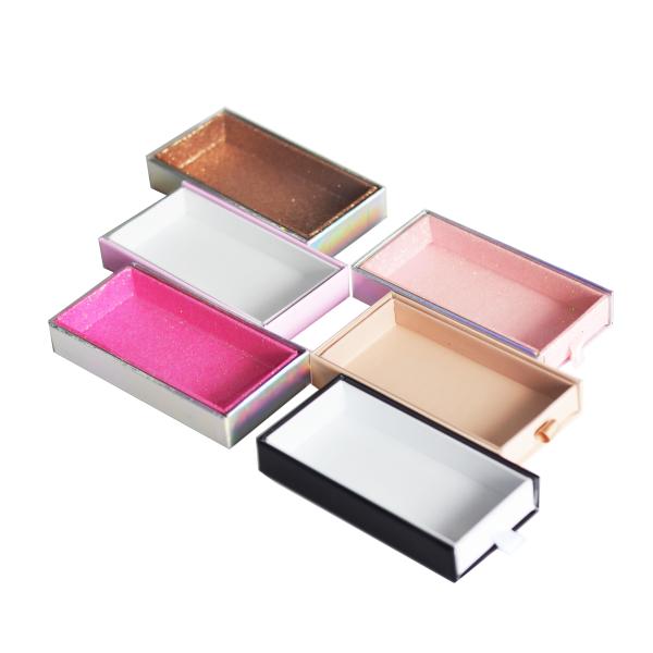Square Slide Drawer Box for Individual Caja De Pestanas False Purple Eyelash Packaging