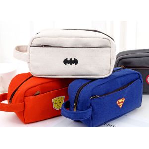 custom creative canvas pen bag with large capacity multi-layer zipper stationery